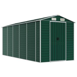 vidaXL Градинска барака зелена 191x470x198 см поцинкована стомана