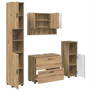 vidaXL Комплект мебели за баня 4 бр. Дъб 35 x 30 x 192 см