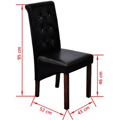 vidaXL Трапезни столове, 6 бр, черни, изкуствена кожа