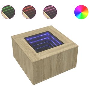 vidaXL Маса за кафе с LED, дъб сонома, 60x60x40 см, инженерно дърво