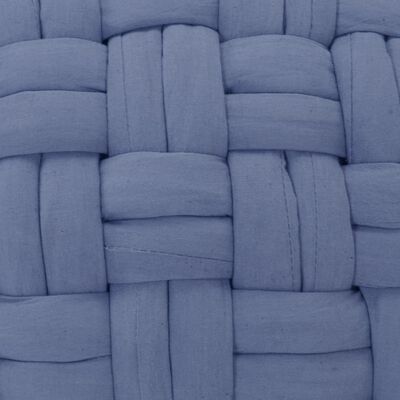 vidaXL Пуф, сплетена конструкция, син, 50x35 см, памук