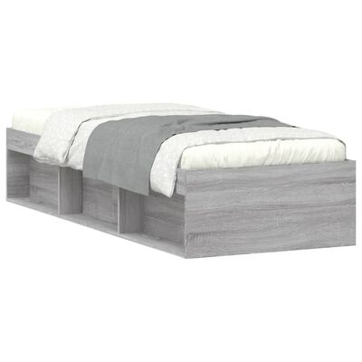 vidaXL Рамка за легло, сив сонома, 75x190 см, Small Single