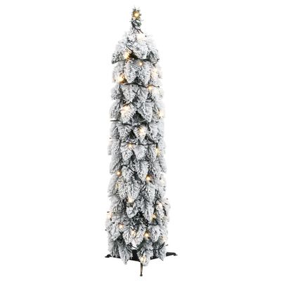 vidaXL Изкуствена осветена коледна елха с 30 LED флокиран сняг 60 см