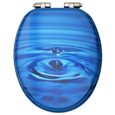 vidaXL Тоалетна седалка с плавно затваряне МДФ дизайн сини водни капки