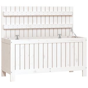 vidaXL Градинска кутия за съхранение, бяла, 108x42,5x54 см, бор масив