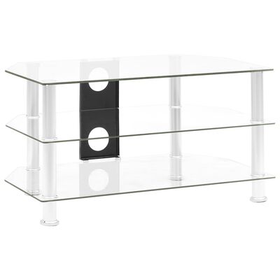 vidaXL ТВ шкаф, прозрачен, 75x40x40 см, закалено стъкло