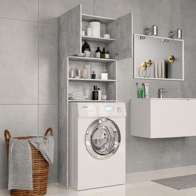 vidaXL Шкаф за пералня, бетонно сив, 64x25,5x190 см, ПДЧ
