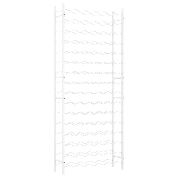 vidaXL Стойка за вино за 96 бутилки, бяла, метална