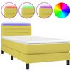 vidaXL Боксспринг легло с матрак и LED, зелено, 100x200 см, плат