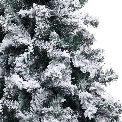vidaXL Изкуствена коледна елха с флокиран сняг, зелена, 120 см, PVC