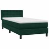 vidaXL Box Spring легло с матрак Тъмнозелено 90x220 cm Кадифе