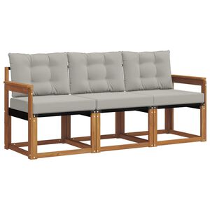 vidaXL Комплект дивани за открито 3 pcs Естествено и светло сиво