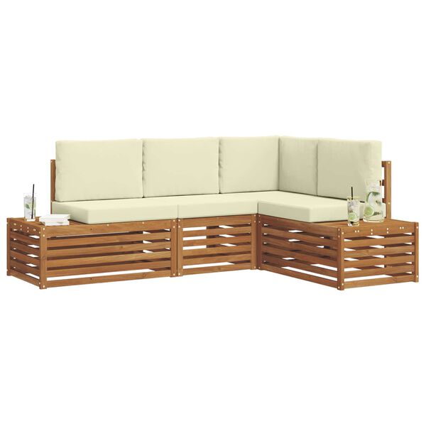 vidaXL Комплект дивани за открито 4 Брой Натурален и Крема