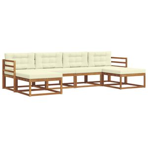 vidaXL Комплект дивани за открито 6 pcs Натурален и Крема