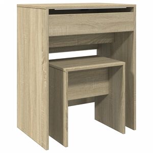 vidaXL Тоалетка и табуретка, сонома дъб, 60x40x113,5 см
