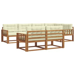 vidaXL Комплект дивани за открито 7 pcs Натурален и Крема