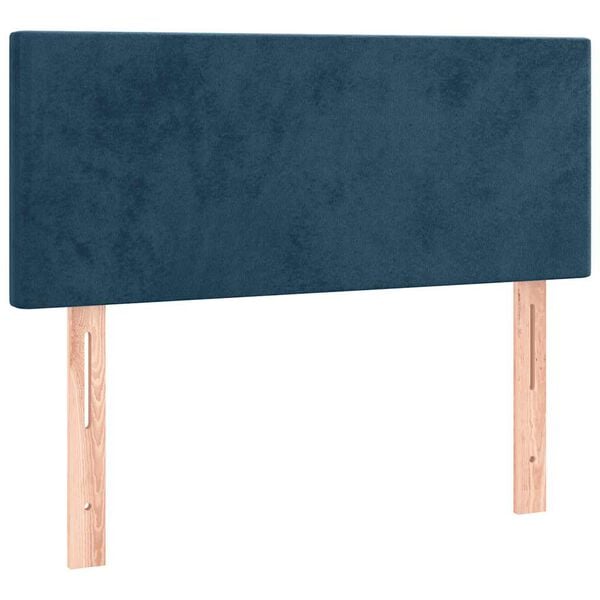 vidaXL LED горна табла за легло, тъмносиня, 100x5x78/88 см, кадифе