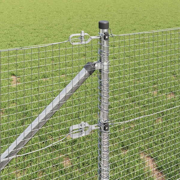 vidaXL Стълб за ограда. Сребрист 10 x 1 м (мрежа 19 x 19 мм) Стомана