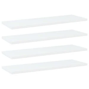 vidaXL Рафтове за етажерка, 4 бр, бели, 60x20x1,5 см, инженерно дърво