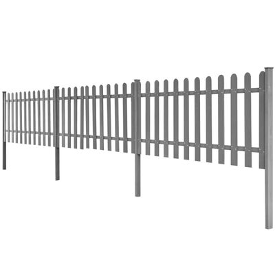 vidaXL Дъсчена ограда с колчета, 3 бр, WPC, 600x80 см