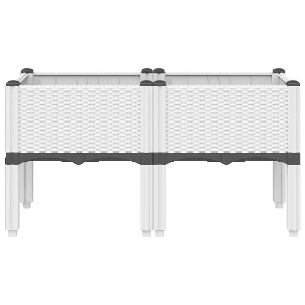 vidaXL Градинска кашпа с крака, бяла, 80x40x42 см, PP