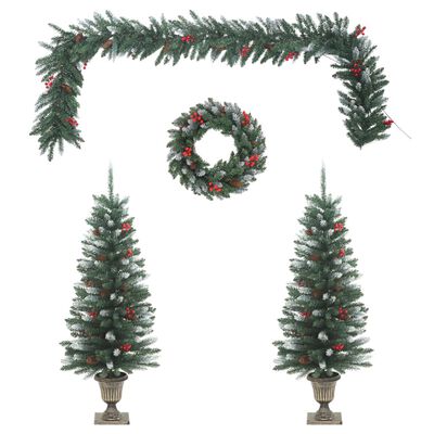 vidaXL Коледна украса за врата от 4 части PVC