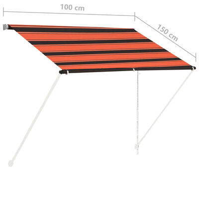 vidaXL Сенник с падащо рамо, 100x150 см, оранжево и кафяво
