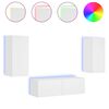 vidaXL ТВ стенни шкафове, 3 части, с LED светлини, бели