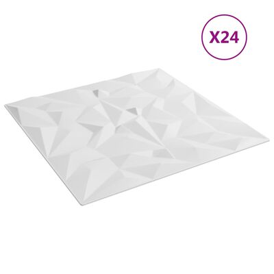 vidaXL Стенни панели 24 бр бели 50x50 см XPS 6 м² аметист