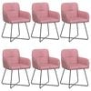 vidaXL Обедени столове 6 pcs Кадифе Розово 59 x 56,5 x 86 см