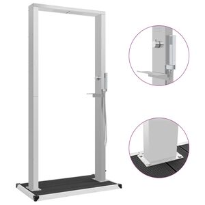 vidaXL Градински душ с корито, WPC, неръждаема стомана