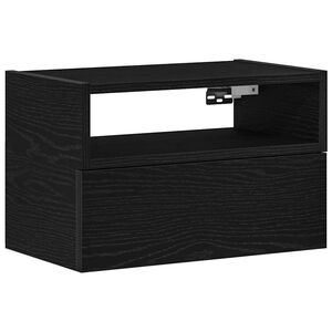 vidaXL Нощно шкафче за стенен монтаж, черно, 45x26x28,5 см