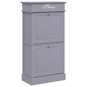 vidaXL Шкаф за обувки, сив, 50x28x98 см, дърво от пауловния