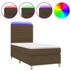 vidaXL Боксспринг легло с матрак и LED, тъмнокафяво, 80x200 см, плат