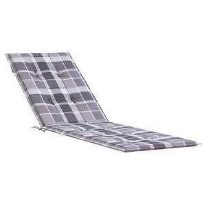 vidaXL Възглавница за стол шезлонг сиво каре (75+105)x50x4 см