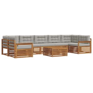 vidaXL Комплект дивани за открито 8 pcs Естествено и светло сиво