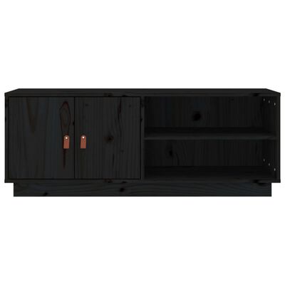 vidaXL ТВ шкаф, черен, 105x34x40 см, бор масив