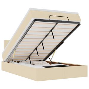 vidaXL Османска легло с матрак и LED, кремаво, 120x190 см, плат