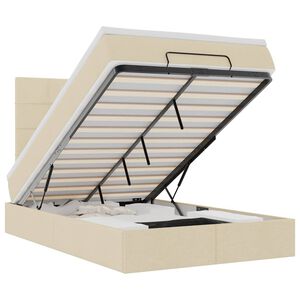 vidaXL Османска легло с матрак и LED, кремаво, 120x190 см, плат