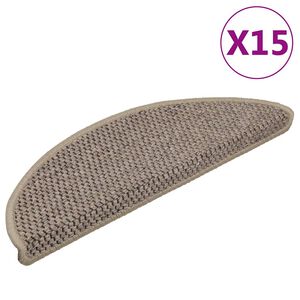 vidaXL Самозалепващи стелки за стълби сизал 15бр 56x17x3см тъмнобежово