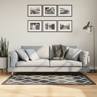 vidaXL Перящ се килим, черно и бяло, 80x150 см, противоплъзгащ