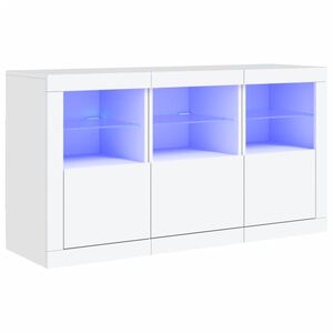vidaXL Сайдборд с LED светлини, бял, 123x37x67 см