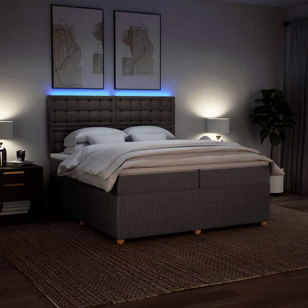 vidaXL Боксспринг легло с матрак, таупе, 200x200 см, плат