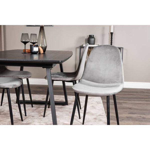 Venture Home Трапезни столове Polar, 2 бр, кадифе, сиво и черно