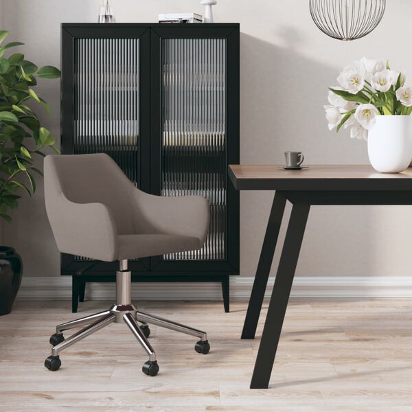 vidaXL Въртящ се трапезен стол, таупе, текстил