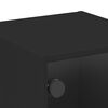vidaXL Нощно шкафче със стъклена врата черно 35x37x35 см