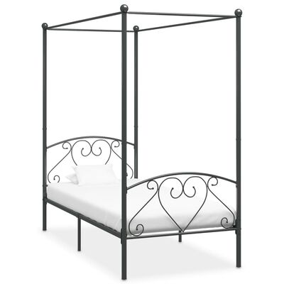 vidaXL Рамка за легло с балдахин, сива, метал, 120x200 см