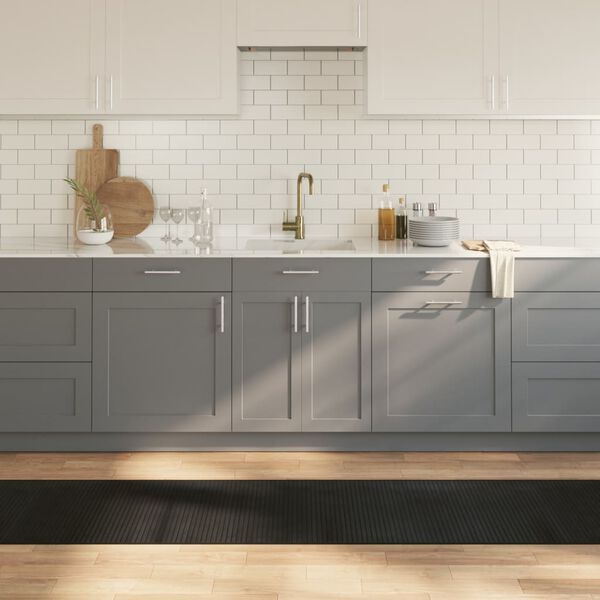 vidaXL Килим, правоъгълен, черен, 60x400 см, бамбук