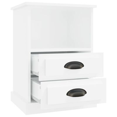 vidaXL Нощно шкафче, бял гланц, 43x36x60 см