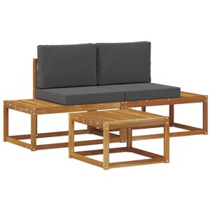 vidaXL Комплект дивани за открито с възглавница 3 pcs Естествен